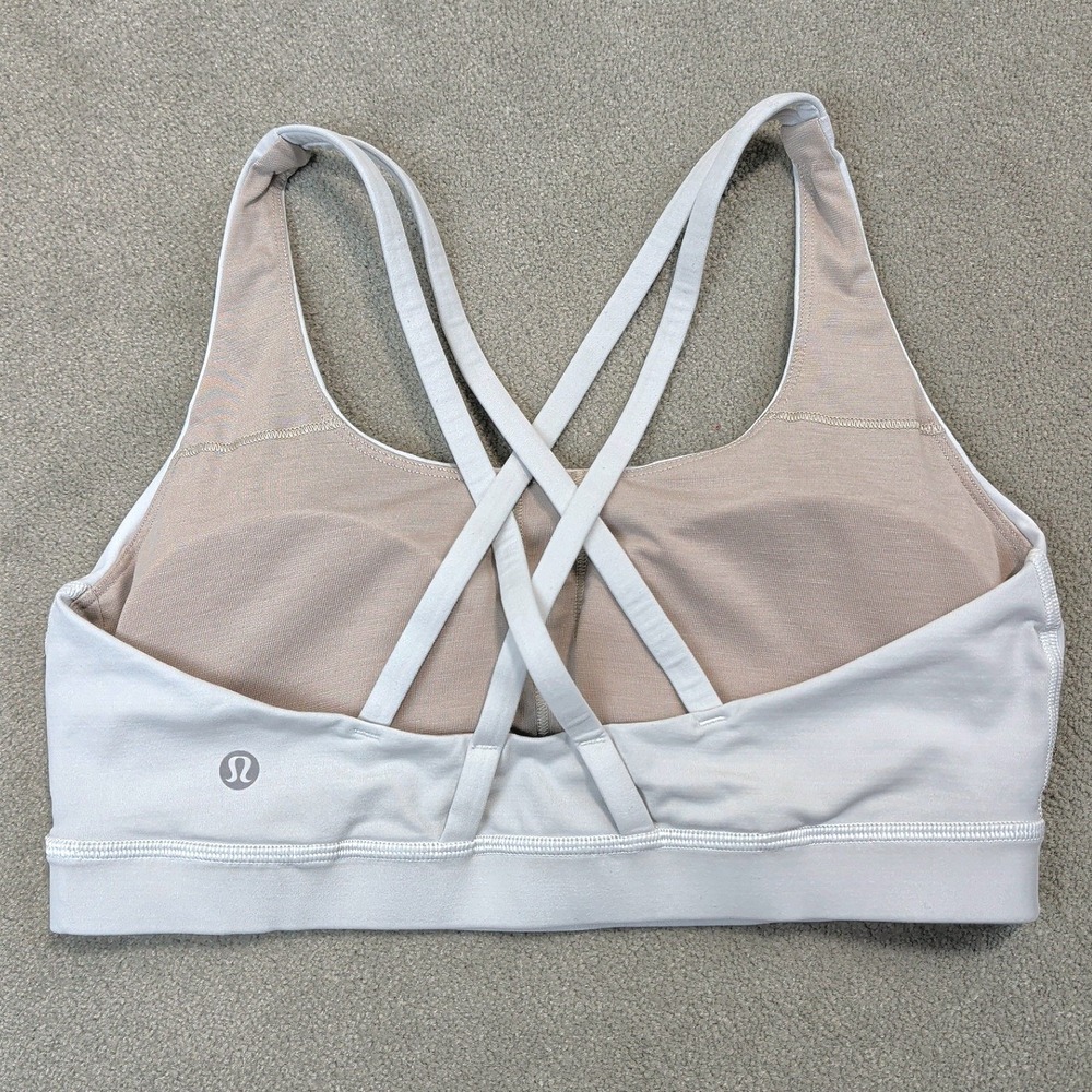 Lululemon Free to Be Bra Women 8 Light Lilac Grey Strappy Back Yoga Sports Bra